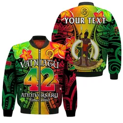 (Custom Personalised) Vanuatu 1980 Bomber Jacket Long God Yumi Stanap Happy 42nd Independence Anniversary LT14