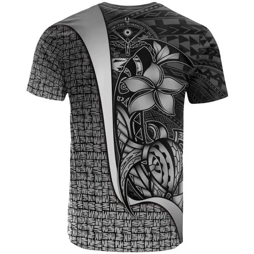 Marshall Islands Polynesian T shirt White Coat Of Arm - Turtle With Hook