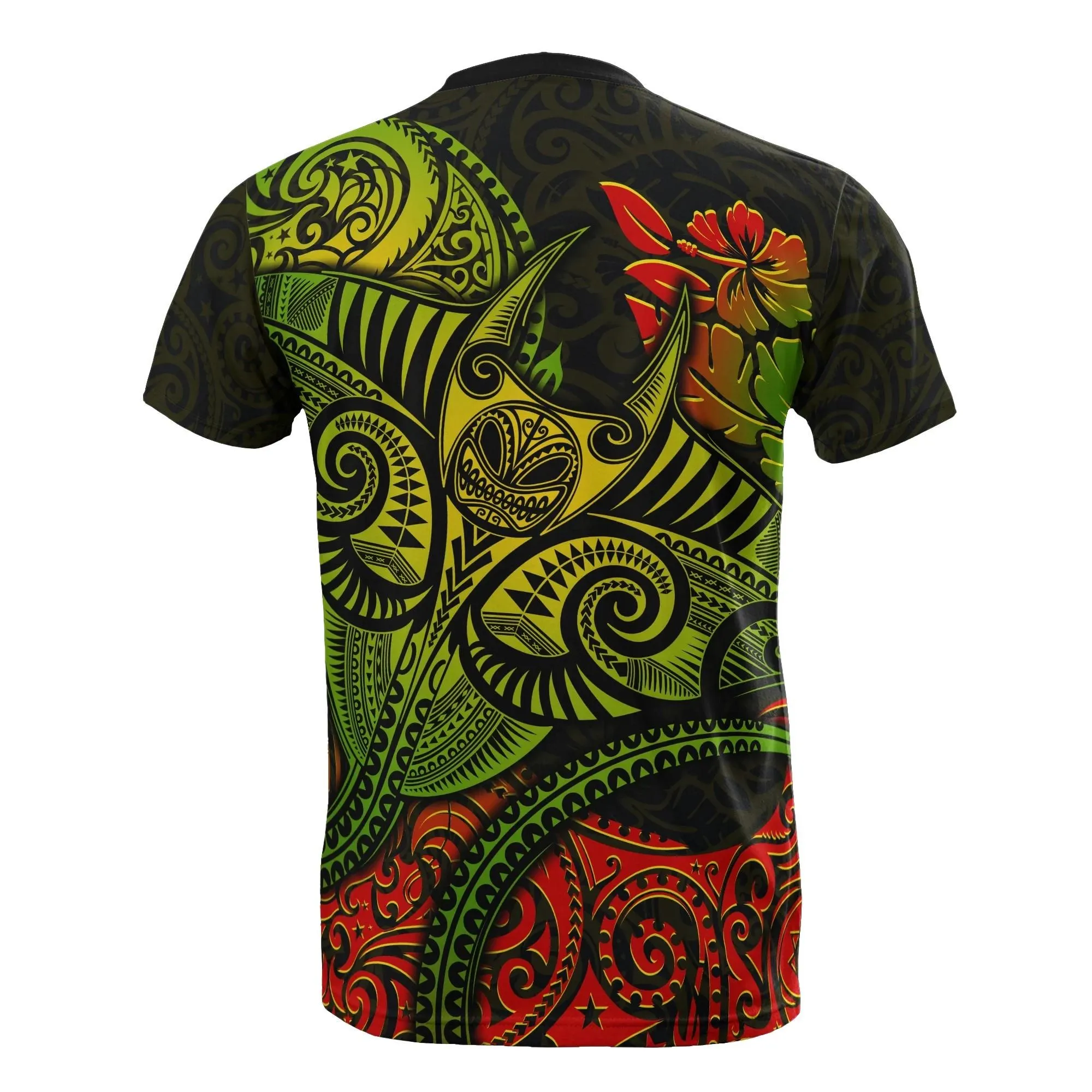 Alohawaii T-Shirt - Tee Hawaii , Polynesian Manta Ray Hibiscus All Over Print BN15