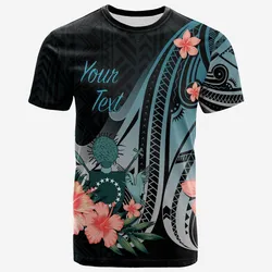 Cook Islands Personalised Custom T shirt - Turquoise Polynesian Hibiscus Pattern Style