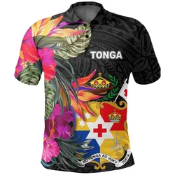 Tonga Polo Shirt - Hibiscus Polynesian Pattern