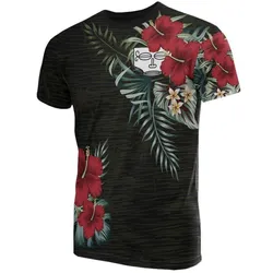 Marquesas Islands T Shirt - Marquesas Islands Tiki Face Hibiscus Palm Leaves
