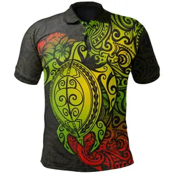 Polynesian Polo Shirt - Polynesian Turtle Hibiscus Reggae