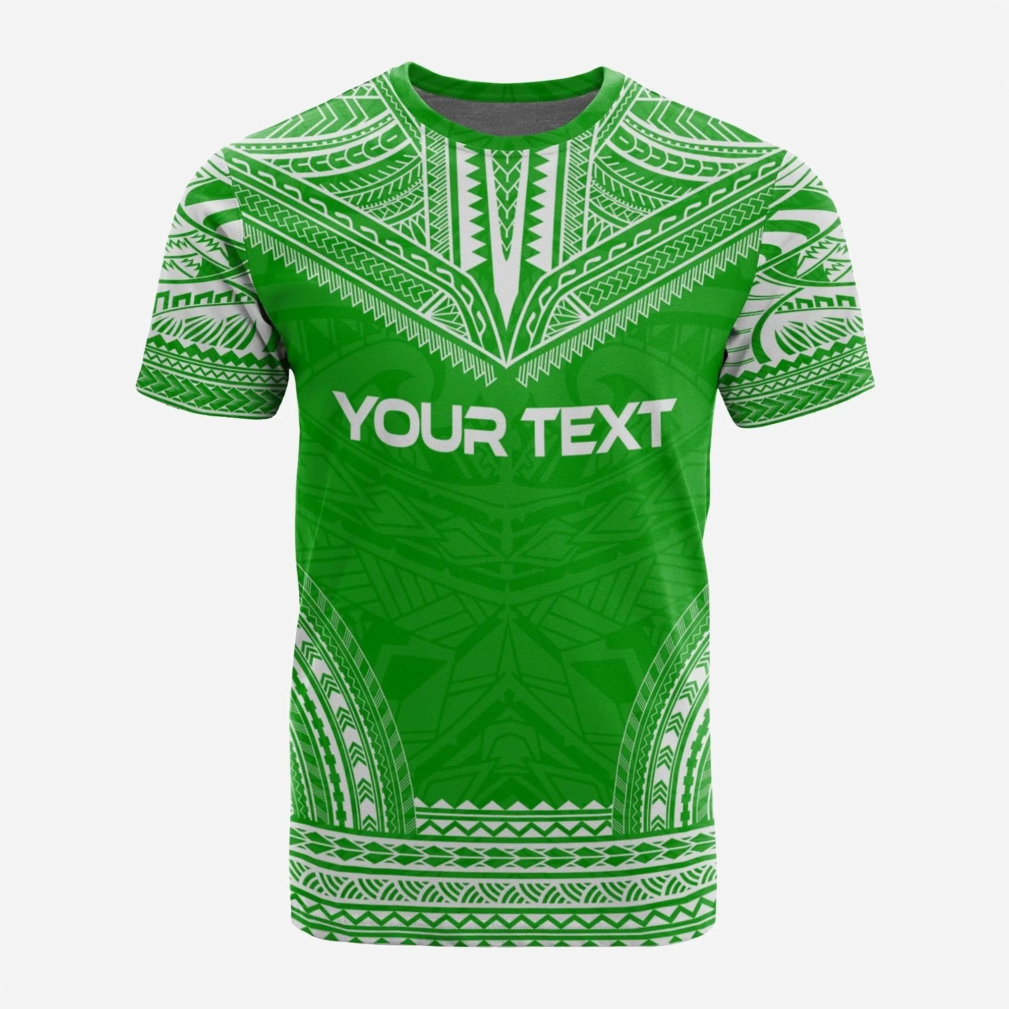 Hawaii Custom Personalised T shirt - Kanaka Maoli Polynesian Chief Tattoo Green Version