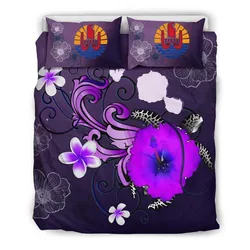 FamilyGater Bedding Set - Cover and Pillow Cases Tahiti - Map Turtle Hibiscus A24