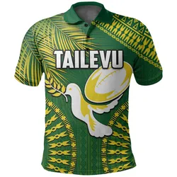 (Custom Personalised And Number) Tailevu Fiji Rugby Polo Shirt LT6