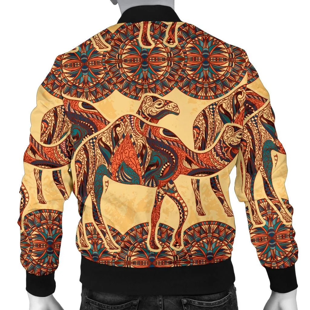Camel Polynesian Tribal Design Pattern MenS Bomber Jacket
