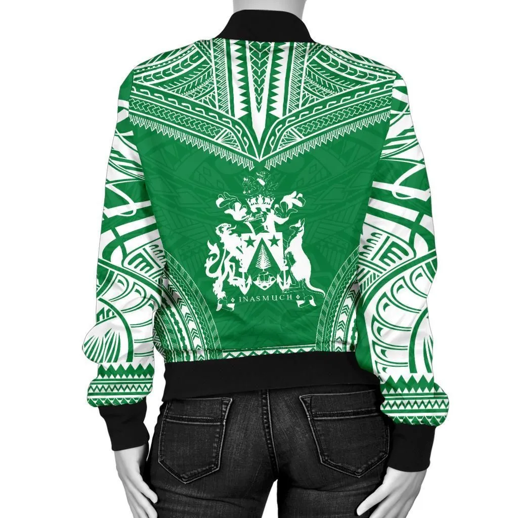 Norfolk Island Flag Polynesian Chief Women'S Bomber Jacket - Bn10