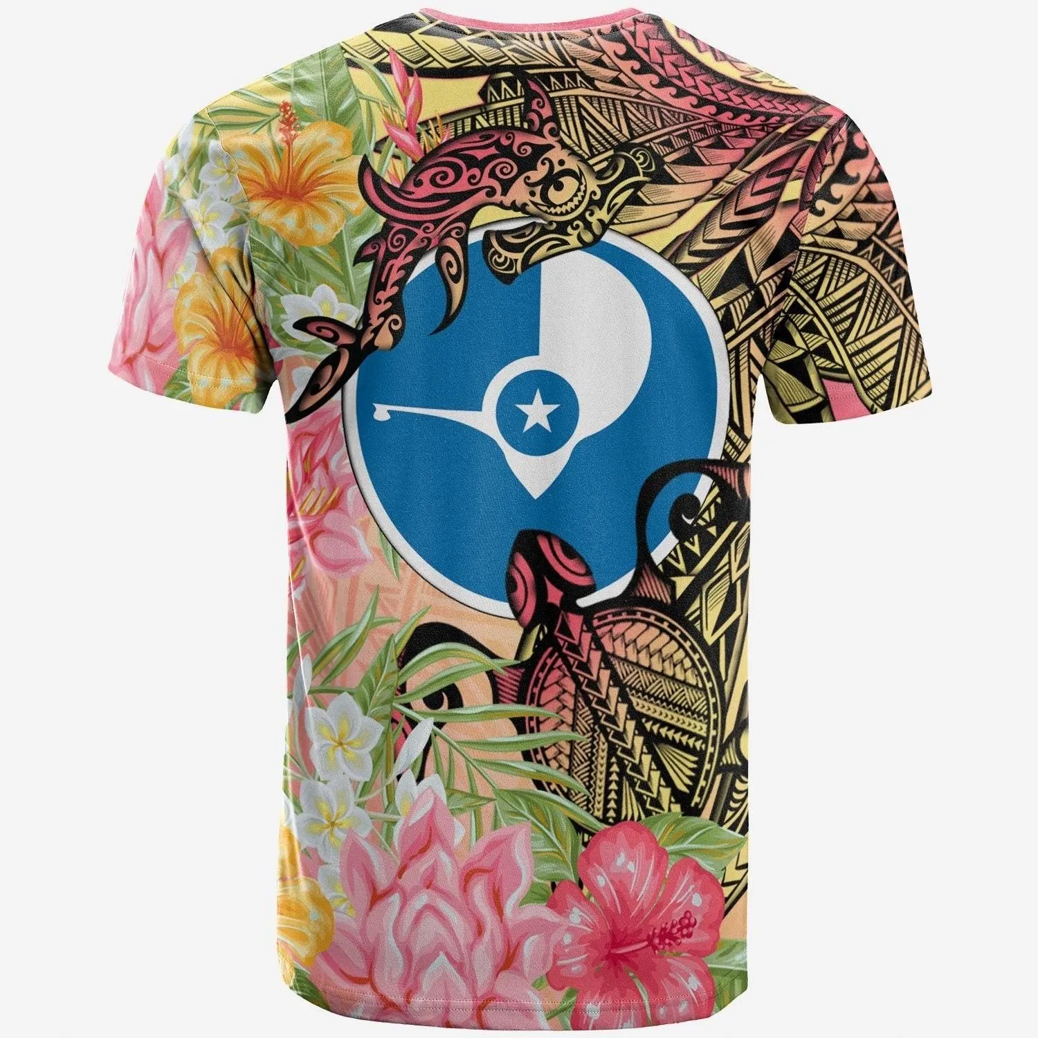 Yap State T shirt - Flowers Tropical With Sea Animals