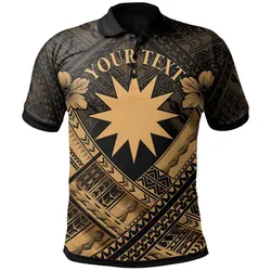 Nauru Polynesian Custom Personalised Polo Shirts - Nauru Gold Seal Camisole Hibiscus Style