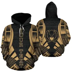 Pohnpei All Over Custom Personalised Hoodie - Gold Tattoo Style