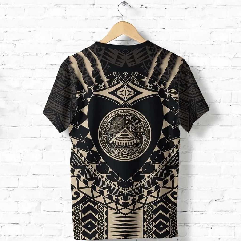 Alohawaii T-Shirt - Tee American Samoa Tattoo Rugby - Tan K5