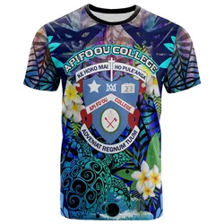 Tonga Custom T shirt Apifoou College Polynesian with Tribal Turtle Plumeria and Tonga Style LT10