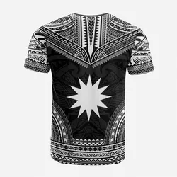 Nauru Custom Personalised T shirt - Nauru Flag Polynesian Chief Tattoo Black Version