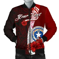 Northern Mariana Islands Polynesian Custom Personalised Mens Bomber Jacket - Coat Of Arm With Hibiscus