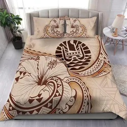 French Polynesia Bedding Set - Hibiscus Flower Vintage Style