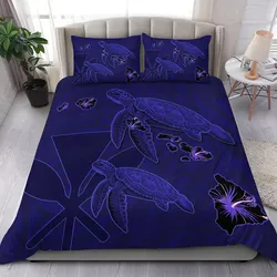 FamilyGater Home Set - Hawaii Turtle Hibiscus Kanaka Map Polynesian Bedding Set - Aura Style - AH - J2