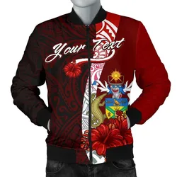 Polynesian Custom Personalised Mens Bomber Jacket - Coat Of Arm With Hibiscus