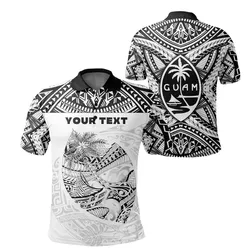 (Custom Personalised) Guam Rugby Polo Shirt Polynesian Patterns - White Ver.2 LT16