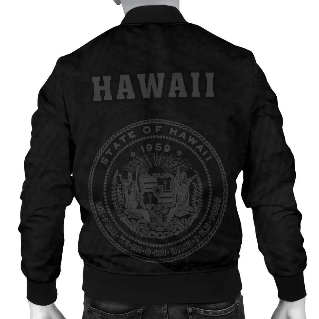 FamilyGater Jacket - Hawaii Kakau Polynesian Coat Of Arms Men's Bomber Jacket - Grey - AH - J6