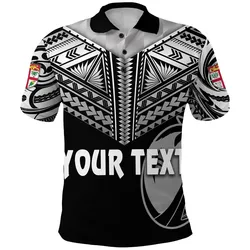 (Custom Personalised) Fiji Rugby Polo Shirt Coconut Sporty Vibes - Full Black