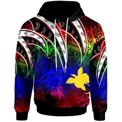 Papua New Guinea Hoodie - Tropical Leaf Rainbow Color