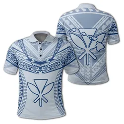 Alohawaii Shirt - Hawaiian Kanaka Map Football Jersey Polo Shirt - White And Blue - Roger Style - AH - J2