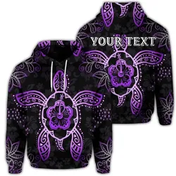 Alohawaii Hoodie - (Personalised) Hawaiian Turtle And Hibiscus Polynesian Hoodie Violet - AH - JR