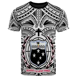 Samoa Premium T shirt - Samoa Coat Of Arms Polynesian Tattoo White