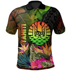 Alohawaii Shirt - Polo Shirt Tahiti Polynesian Hibiscus and Banana Leaves - BN15