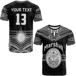 (Custom Text and Number) Marshall Islands T Shirt Best Tattoo Version Black LT13