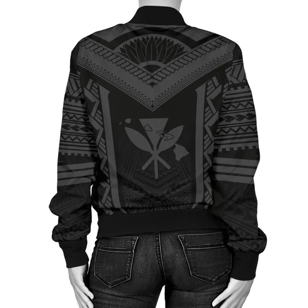 Hawaiian Kanaka Polynesian Womens Bomber Jacket Active Grey
