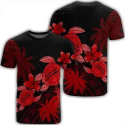 Alohawaii Tee - Hawaii Turtle Plumeria Coconut Tree Polynesian T-shirt Red - AH - J4R