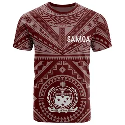 Samoa T-Shirt - Samoa Seal In Polynesian Tattoo Style (Red)