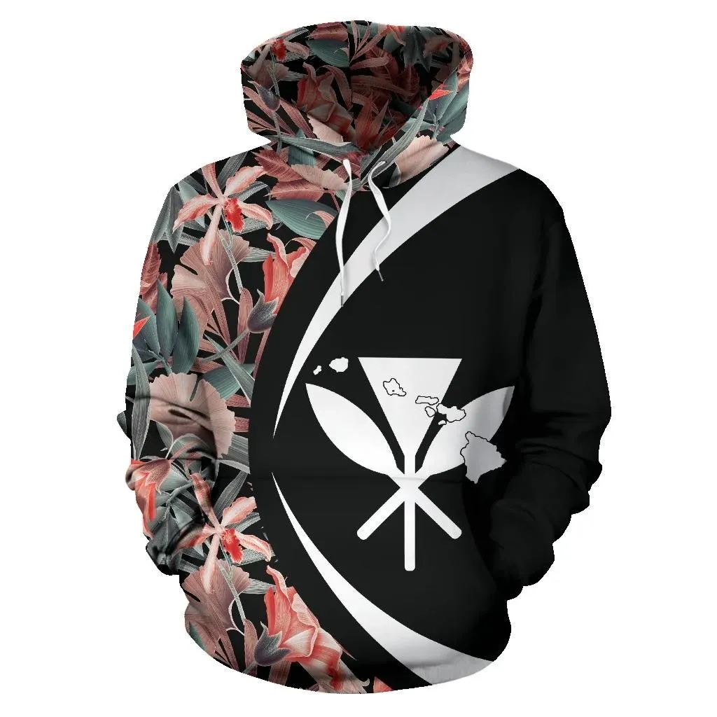 Alohawaii Hoodie - Kanaka Seamless Tropical Flower Plant Leaf Pattern Background Retro Botanical Hoodie - Circle Style - AH - J1