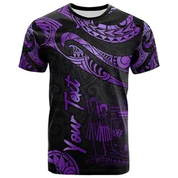 Fiji Polynesian Custom Personalised T-Shirt - Poly Tattoo Purple Version