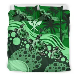 Polynesian Hawaii Green Turtle Hibiscus A Bedding Set Camliui