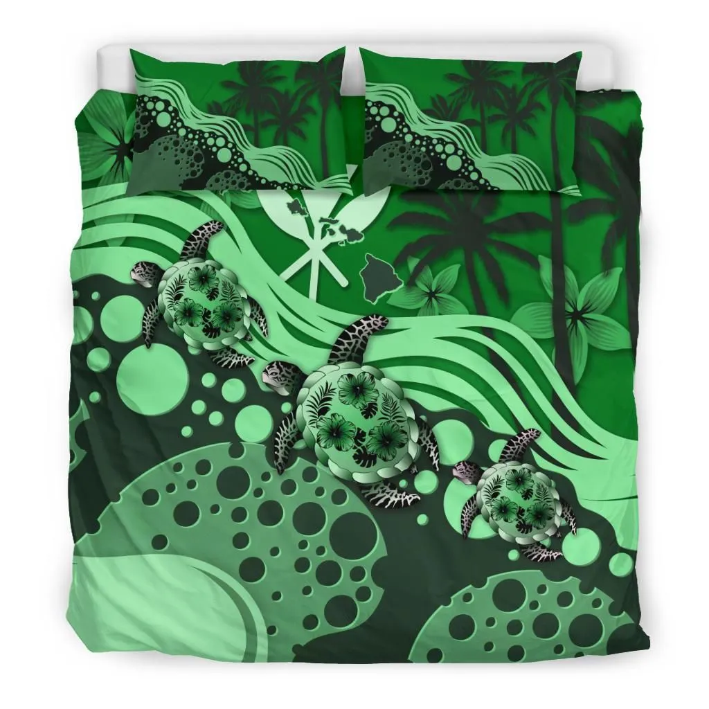 Polynesian Hawaii Green Turtle Hibiscus A Bedding Set Camliui