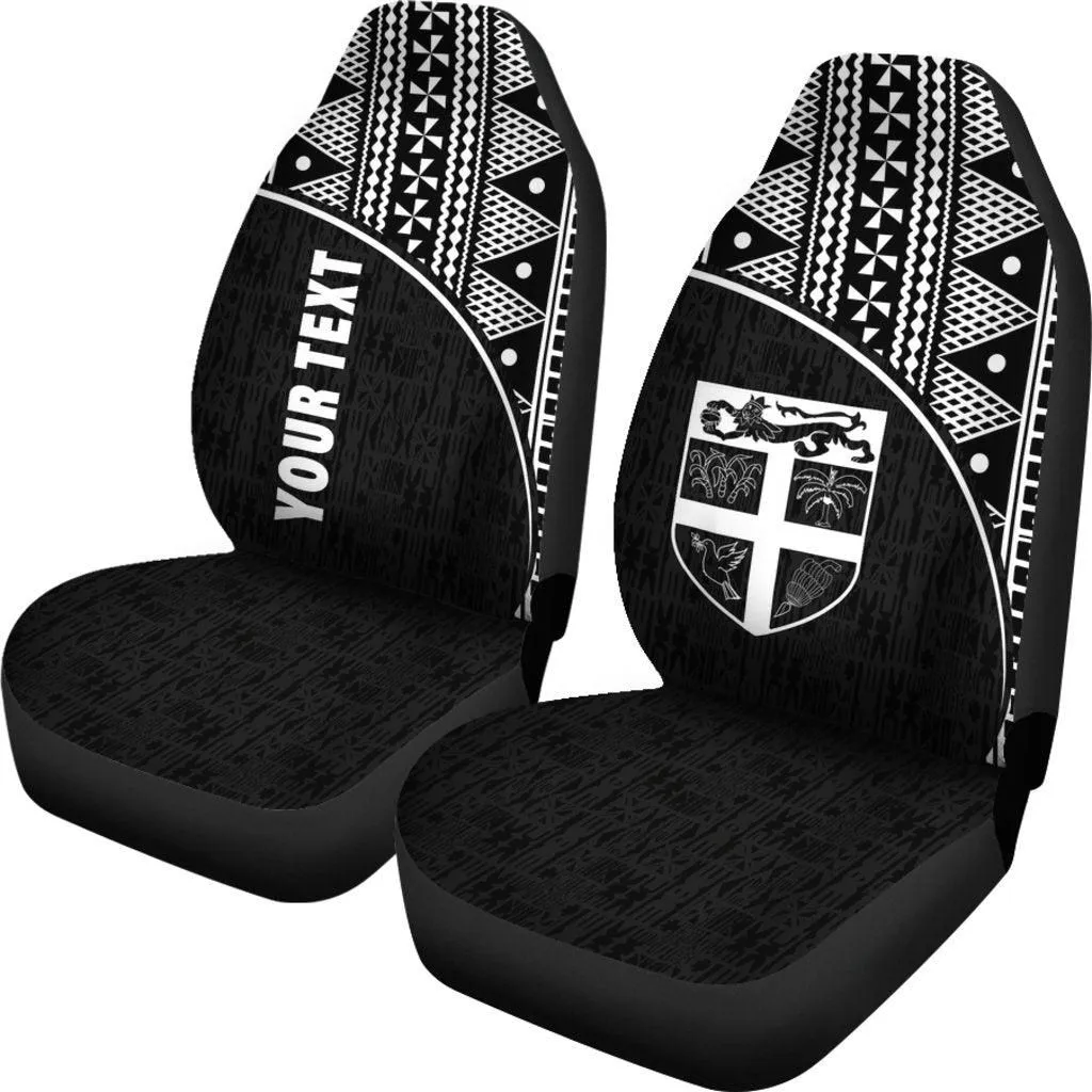 Fiji Tapa Custom Personalised Car Seat Covers - Black Curve