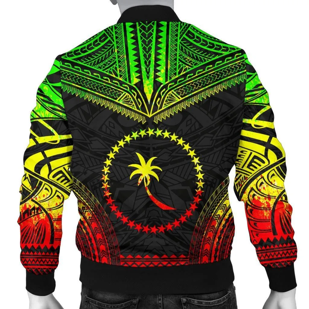 Chuuk Polynesian Chief Men's Bomber Jacket - Reggae Version - Bn10