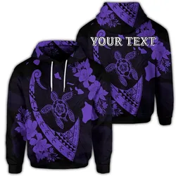 (Personalised) Hawaiian Map Hibiscus Turtle Fish Hook Polynesian Hoodie Purple - AH