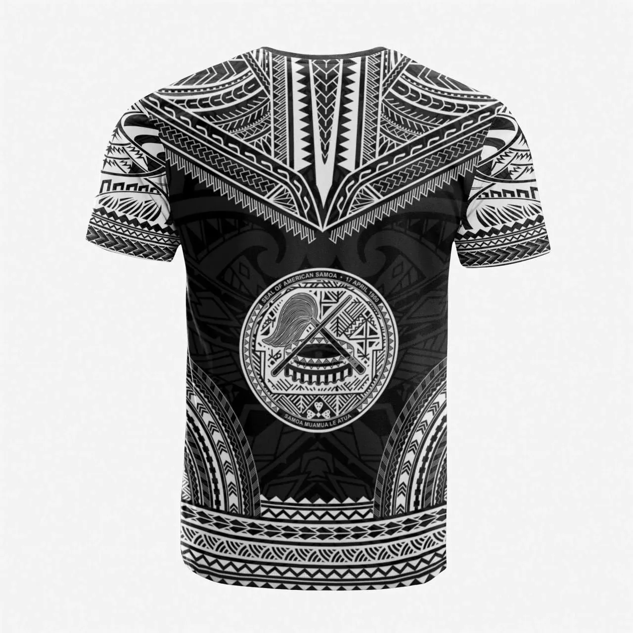 American Samoa Custom Personalised T-Shirt - American Samoa Seal Polynesian Chief Tattoo Black Version