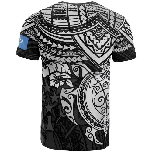 Kosrae Polynesian T Shirt - Kosrae Flag White Turtle Hibiscus