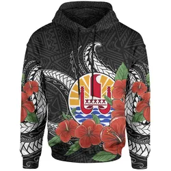 Alohawaii Clothing - Hoodie Tahiti Polynesian - Hibiscus Coat of Arm Black - BN11