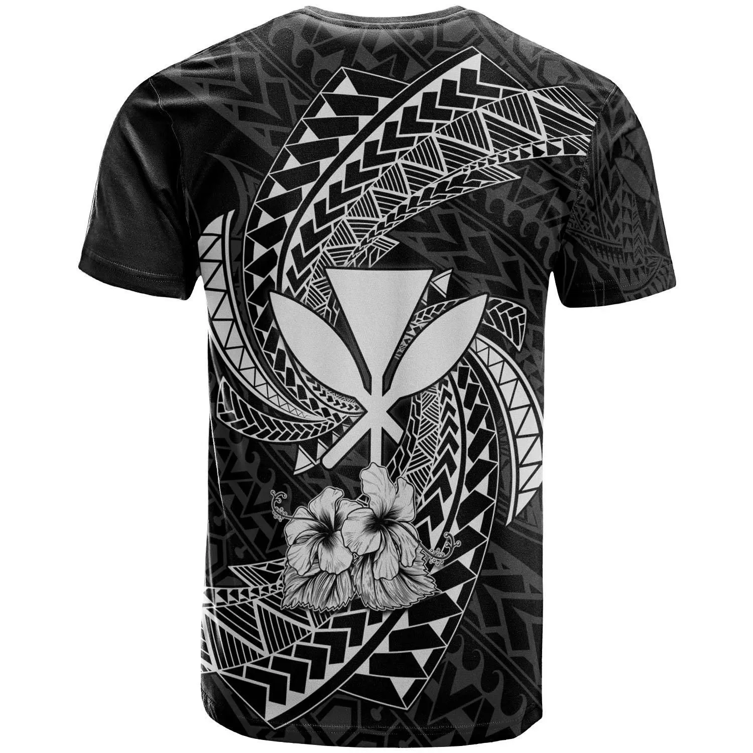 Alohawaii T-Shirt - Tee Polynesian Hawaii White - Spiral Pattern Hibiscus - BN11