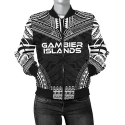 Gambier Islands Polynesian Chief Women'S Bomber Jacket - Black Version - Bn10