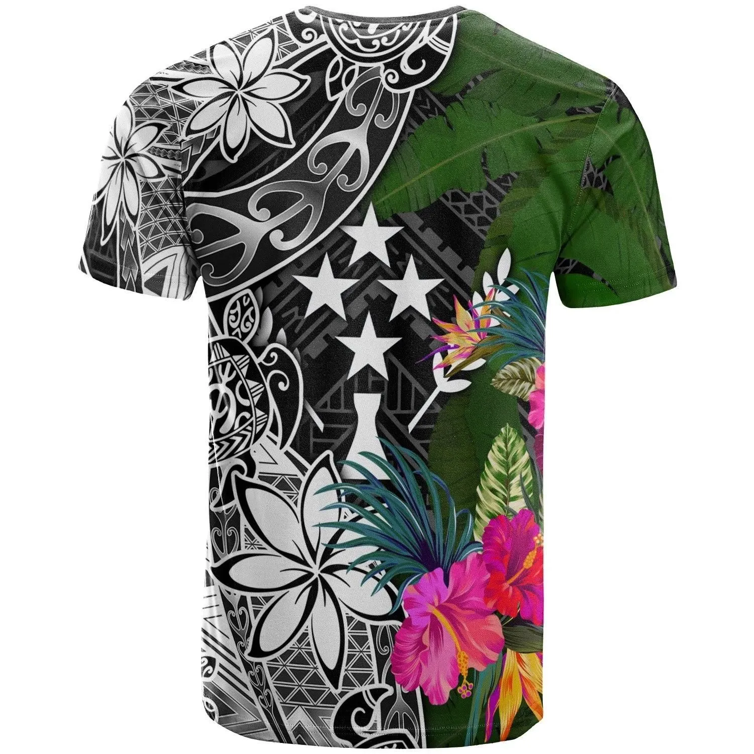 Kosrae Custom Personalised T-Shirt - Turtle Plumeria Banana Leaf - BN11
