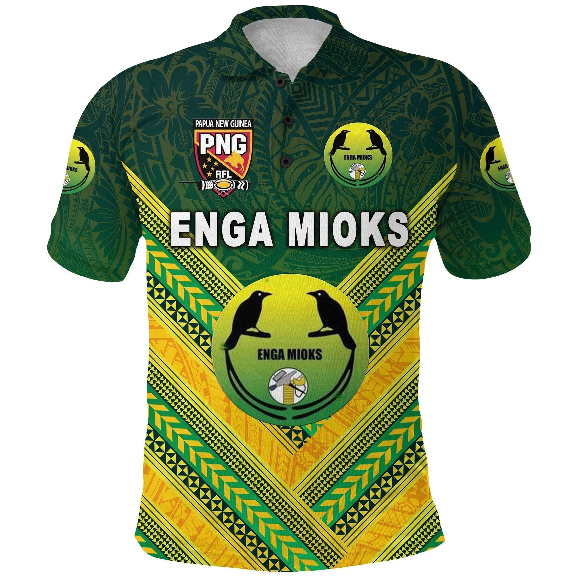 Papua New Guinea Enga Mioks Polo Shirt Rugby Original Style Green LT8