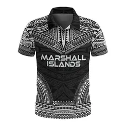 Marshall Islands Polo Shirt - Marshall Islands Flag Polynesian Chief Tattoo Black Version