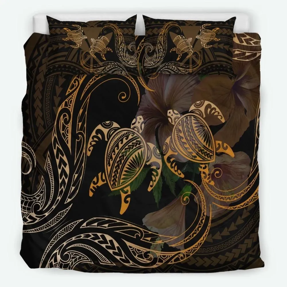 FamilyGater Home Set - Hawaii Couple Turtle Kanaka Hibiscus Valentine Bedding Set - Eras Style - AH - J2